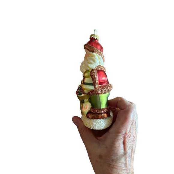 POLAND MOUTH BLOWN HAND PAINTED GLASS SANTA Christmas Ornament 5” Tall - Picture 3 of 7